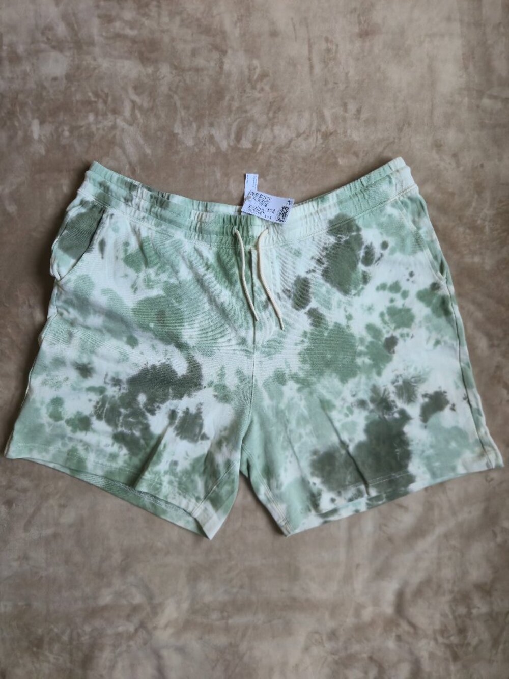 NWT H&M Relaxed Fit French Terry Sweat Shorts Sage Green Tie Dye Men's XXL